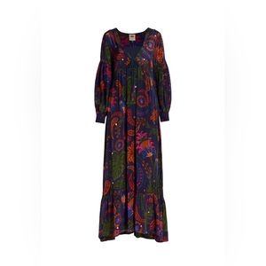 NWT FARM Rio Navy Tropical Floral Paisley Tapestry Maxi Dress XS